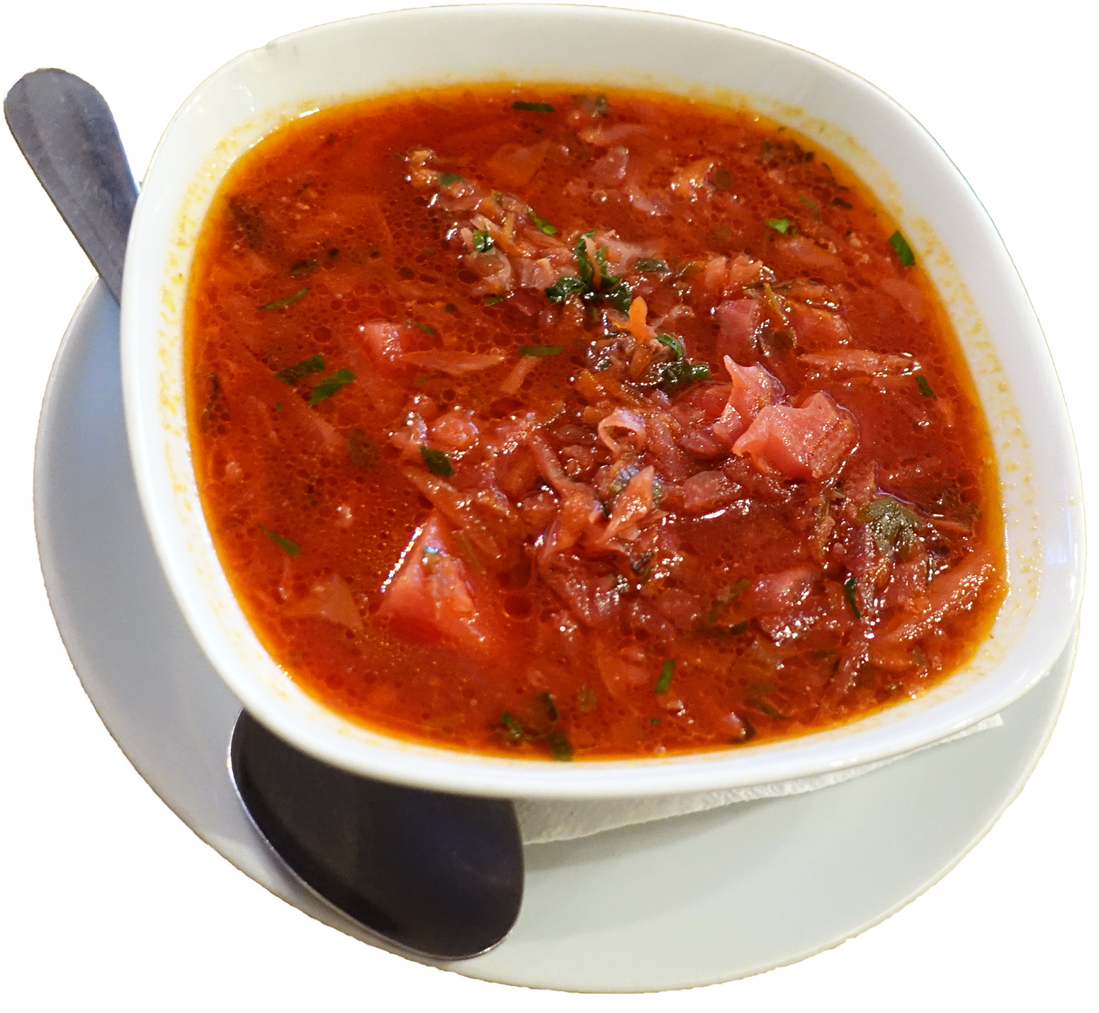 Picture of borsch with sour cream
